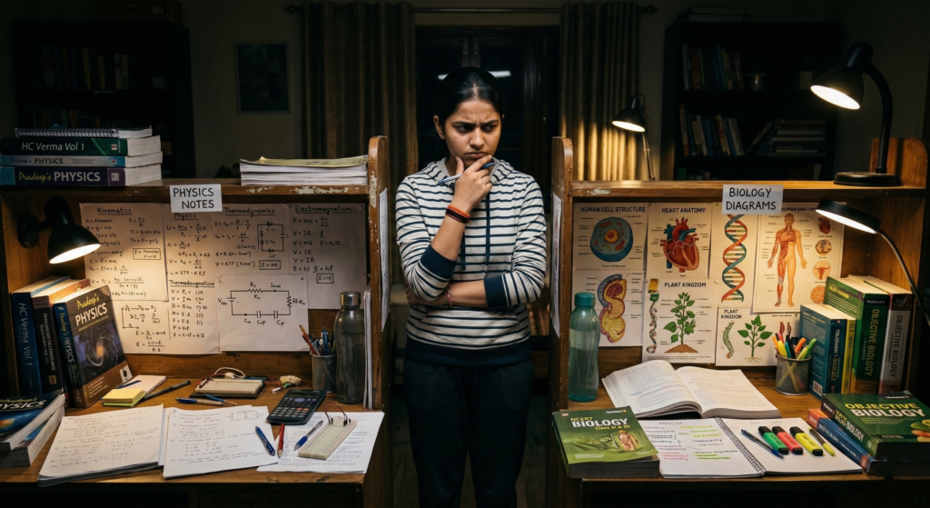 physics vs biology neet comparison showing which subject decides top 1000 rank