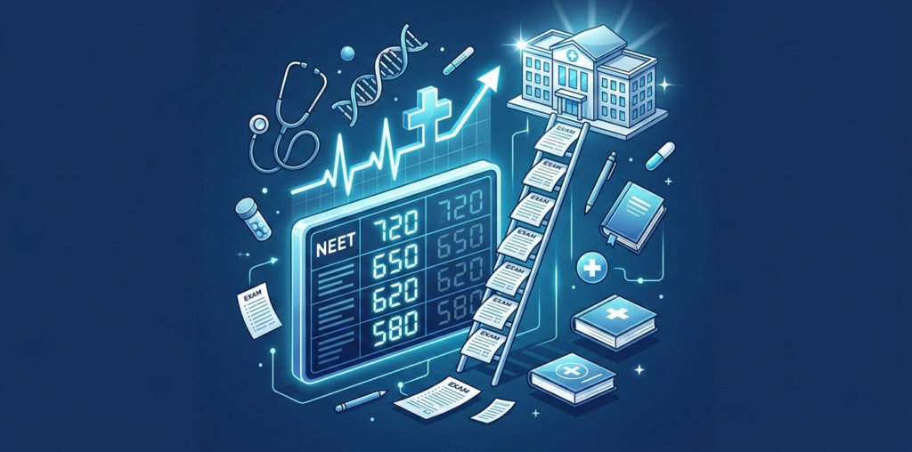 NEET 2026 cutoff prediction showing expected marks for MBBS government colleges and qualifying percentile for different categories