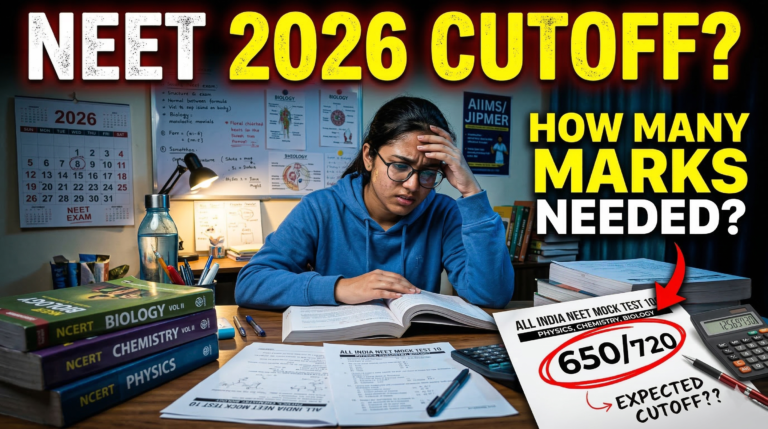 NEET 2026 cutoff prediction showing expected marks for MBBS government colleges and qualifying percentile for different categories