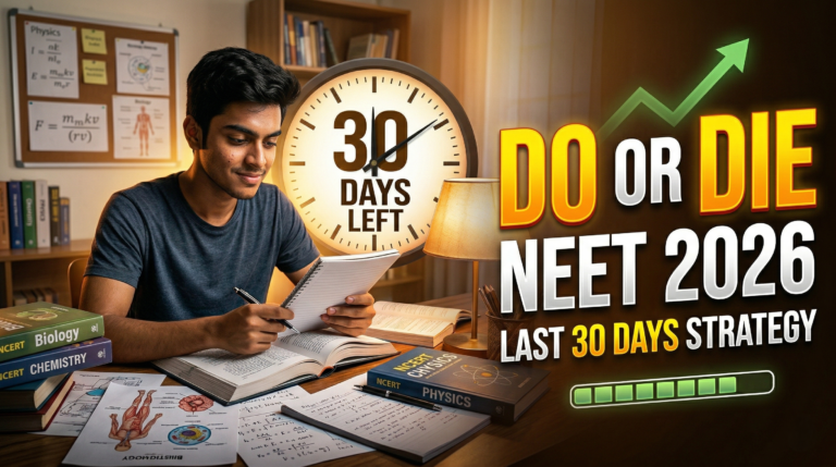 neet last 30 days do or die strategy with confident student preparing for NEET 2026