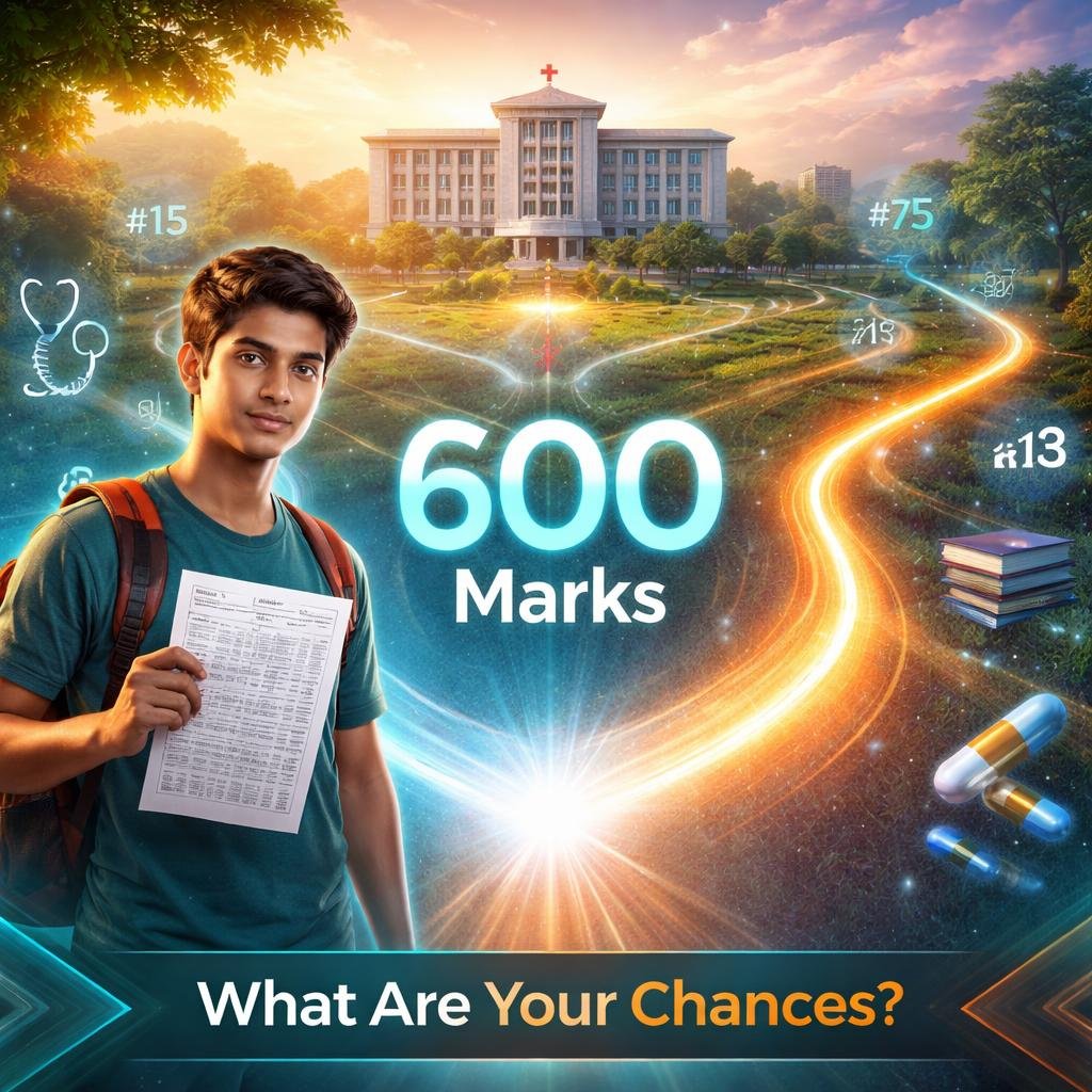600 marks NEET college chances government MBBS admission strategy
