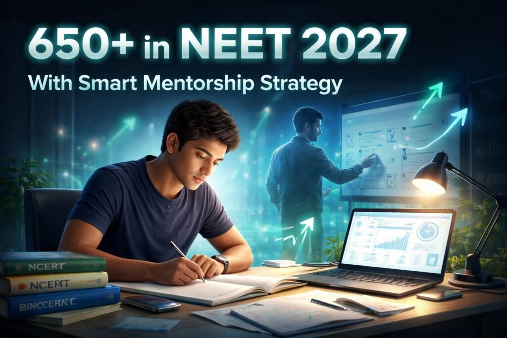 NEET 650 strategy mentorship student studying with structured guidance for NEET 2027