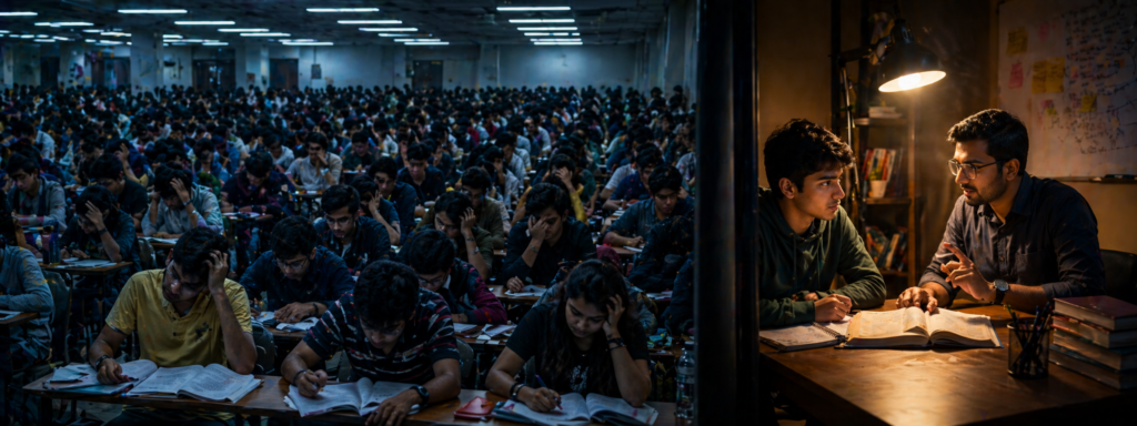 why big coaching institutes fail crowded classroom vs mentorship concept