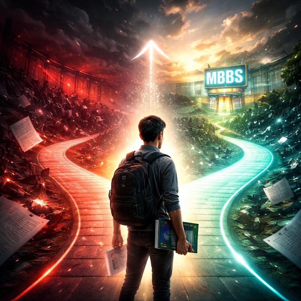 chances of selection NEET 2026 student standing between success and failure path