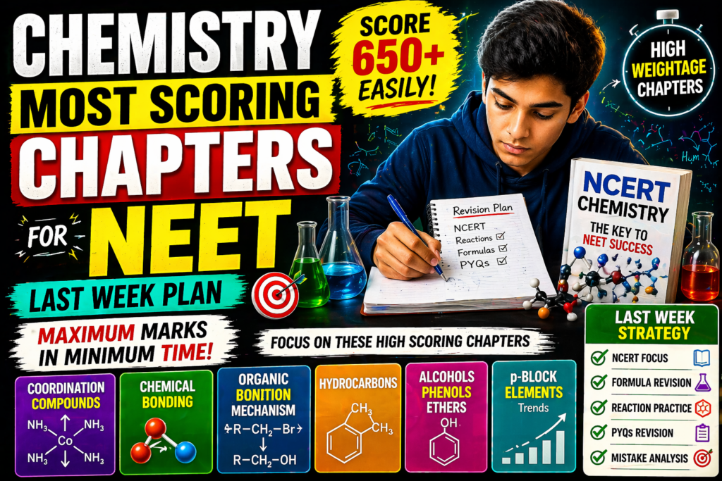 chemistry most scoring chapters NEET important topics and last week revision plan