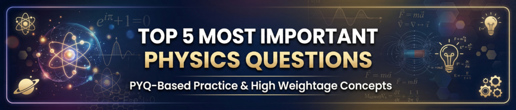 Top 5 Questions from Mechanics for NEET, Top 5 Repeated Questions from Current Electricity, Top 5 repeated questions from Magnetism & EMI, Modern Physics Questions NEET, Top 5 Optics Question for NEET, Top 5 Thermodynamics Questions for neet