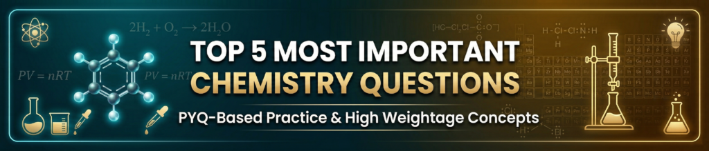 Top 5 Surface Chemistry Questions for NEET with concepts and solutions, Top 5 Solid State Questions for NEET with formulas and solutions, Top 5 States of Matter Questions for NEET with formulas and solutions, Top 5 Environmental Chemistry Questions, Top 5 Biomolecules Questions, Top 5 Polymers Questions, Top 5 Chemistry in Everyday Life Questions, Top 5 Periodic Table Questions