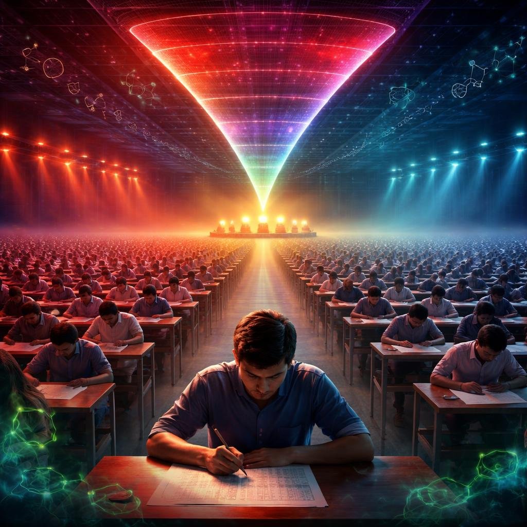 NEET government seat probability visualization showing thousands of students and limited MBBS seats