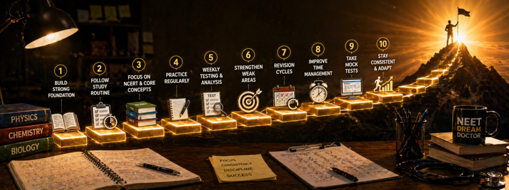 neet preparation plan with course step by step roadmap concept