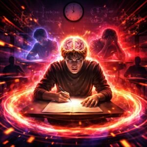 panic in NEET Physics exam student stress confusion time pressure visual