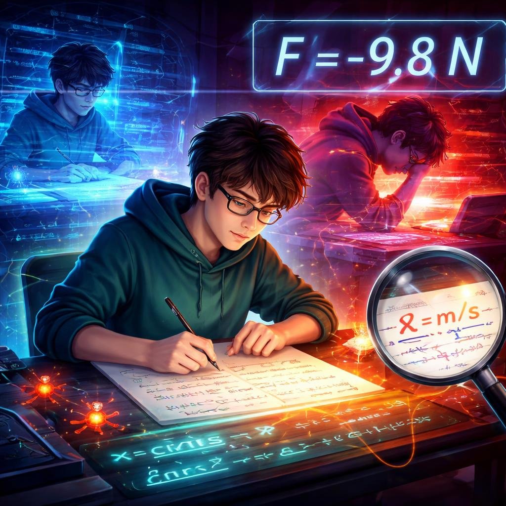 silly mistakes NEET Physics student making small calculation errors exam visual