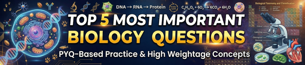 Top 5 Structural Organisation Questions for NEET important NCERT PYQs, Top 5 Cell Cycle Questions, Top 5 Molecular Basis Questions, Top 5 Evolution Questions