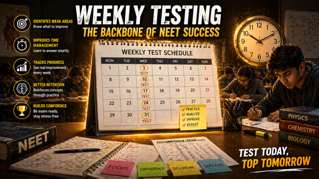 weekly testing in NEET course improves performance and consistency