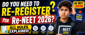 Re-NEET 2026 registration thumbnail explaining whether students need to re-register for Re-NEET 2026 with all rules and important updates