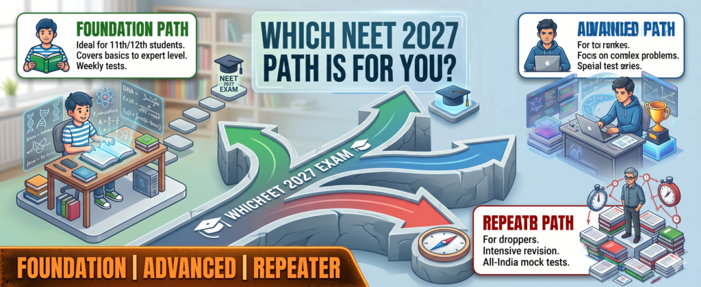 How to choose NEET coaching batch 2027 — Foundation, Advanced, or Repeater