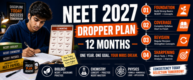 NEET 2027 dropper study plan 12 month strategy phase wise preparation guide