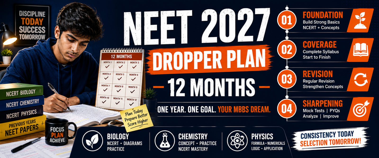 NEET 2027 Dropper Study Plan: 12-Month Strategy That Works
