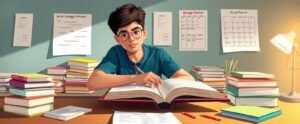 NEET 2027 preparation strategy for Class 11 students — student studying at organized desk with NCERT books and notes Image Title: NEET 2027 Study Strategy Class