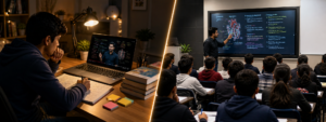 recorded vs live neet courses comparison study environment concept
