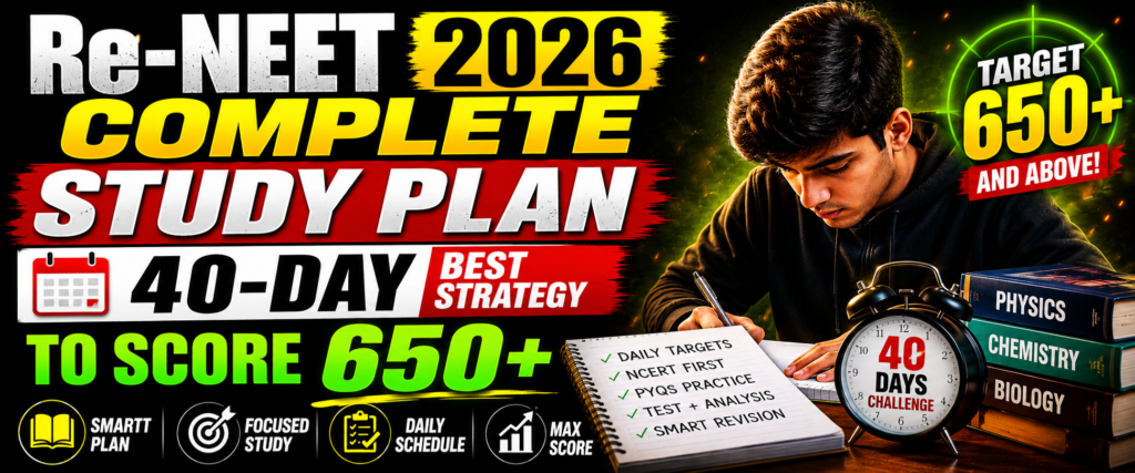 Re-NEET 2026 Complete Study Plan - 40 Day Strategy to Score 650+