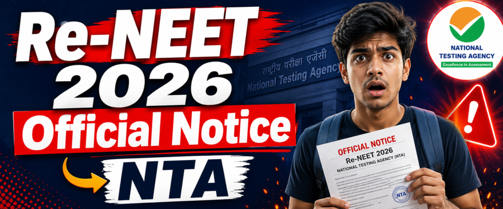 Re-NEET 2026 official notice NTA document with exam date and key announcements