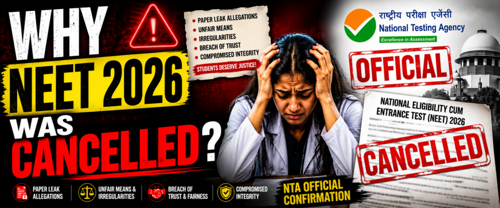 Why NEET 2026 was cancelled – NTA official paper leak timeline and CBI inquiry explained