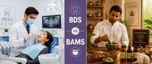 BDS vs BAMS after Re-NEET 2026 career comparison showing dentistry and Ayurveda paths side by side
