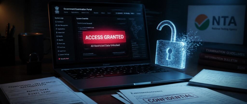NTA Re-NEET 2026 portal security flaw exposed by cybersecurity researcher showing data vulnerability