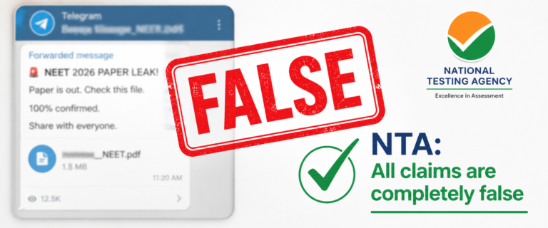 Re-NEET 2026 paper leak false stamp over Telegram claims with NTA official denial confirmation