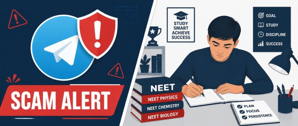 Re-NEET 2026 paper leak scam warning alert for NEET students on Telegram