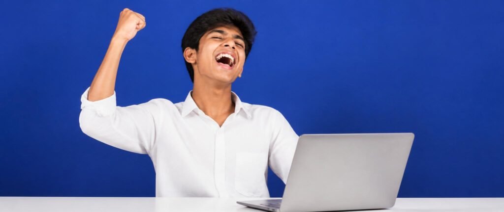 Student celebrating Re-NEET 2026 score 600 government college result