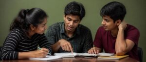 group study for NEET 2027 students discussing concept together
