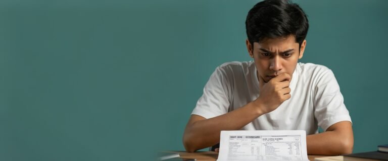 Student looking at scorecard wondering about Re-NEET 2026 score 350–400 options