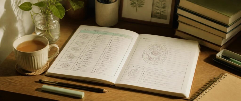 An organised biology revision desk representing human health and disease NEET 2027 preparation