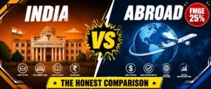 MBBS abroad vs India NEET 2026 comparison showing costs, FMGE pass rate and career outcomes