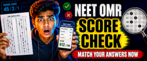Thumbnail showing NEET 2026 OMR response sheet score check with bold text and student visual