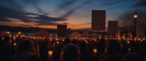 A peaceful evening protest gathering representing the NEET 2026 protest timeline