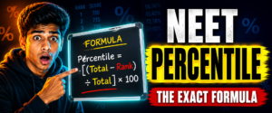 Thumbnail explaining the NEET percentile calculation formula with student and formula visual