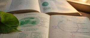 Student drawing photosynthesis pathways while studying plant physiology for NEET 2027
