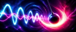 Glowing sine wave and swinging pendulum representing waves and oscillations for NEET 2027