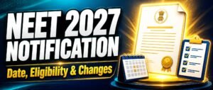 An official notification page with a calendar representing NEET 2027 notification
