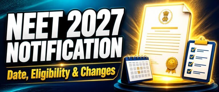 An official notification page with a calendar representing NEET 2027 notification