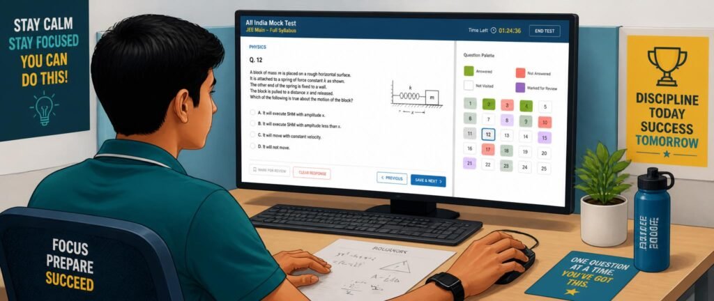 Student practising how to attempt NEET 2027 CBT using the on-screen question palette