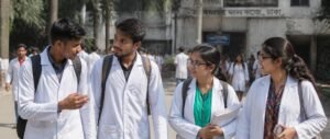 Indian medical students on a college campus in Dhaka, illustrating MBBS in Bangladesh 2026 for Indian students