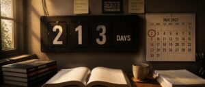How many days left for NEET 2027 shown on a flip-clock countdown board next to a May 2027 calendar