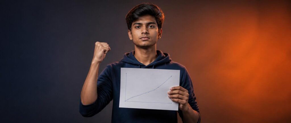 Dropper student holding a rising score graph for the NEET 2027 target 600 plan for droppers