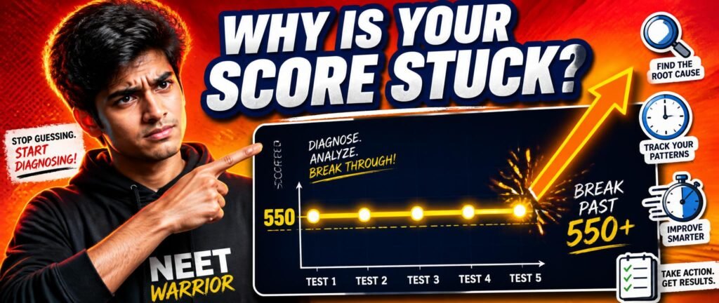 NEET score stuck at 550 what to do shown through a flatlined score graph breaking upward