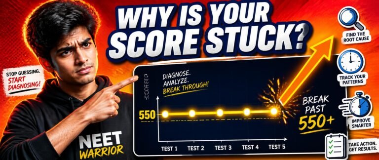 NEET score stuck at 550 what to do shown through a flatlined score graph breaking upward