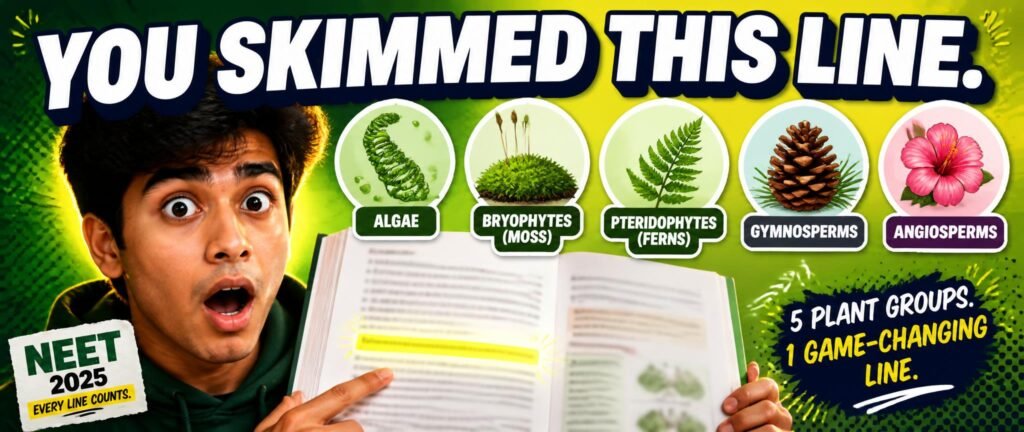 Overlooked NCERT lines NEET Botany shown through a highlighted textbook line thumbnail graphic