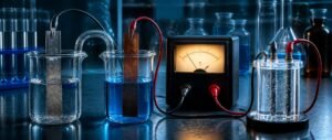 Electrochemistry NEET PYQ analysis showing a Daniell cell with zinc and copper beakers, a salt bridge and a voltmeter